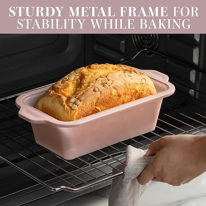 COOK WITH COLOR 17 Pc. Silicone Baking Pan Set - Non-Stick & Easy Clean Silicone Muffin Pans for Baking with Sturdy Metal Frame for Stability, Flexible Cake Molds, Includes Measuring Cups and Spoons