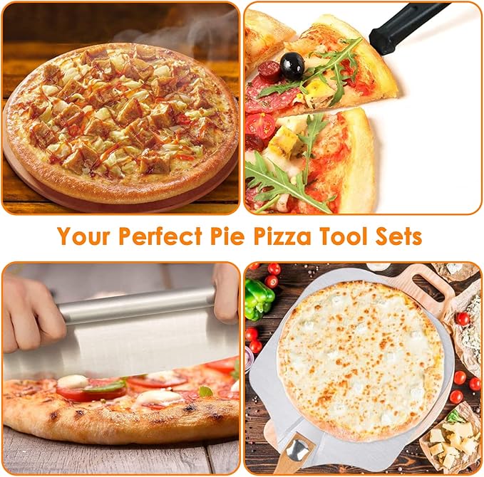 Pizza Peel 12 x 14 Inch, Aluminum Metal Pizza Paddle, Pizza Spatula with Foldable Wooden Handle, Easy Storage, Pizza Spatula Paddle, Pizza Oven Accessories, Pizza Cutter & Pizza Shovel Included
