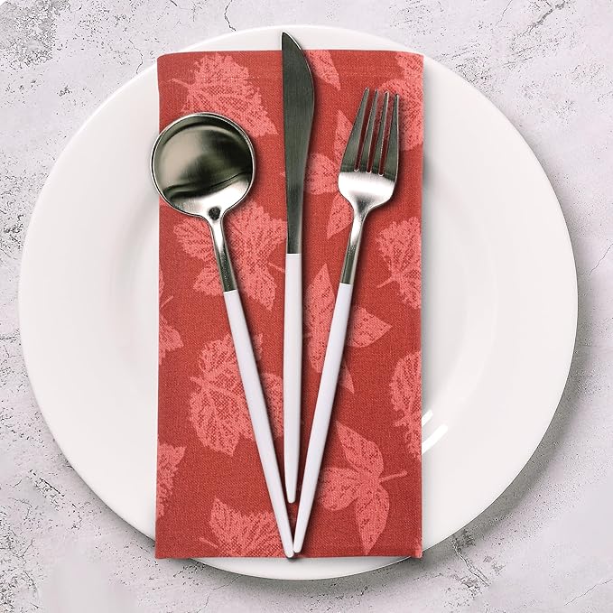 Urban Villa Cloth Napkins Harvest Leaves Dinner Napkins Set of 12 20X20 100% Cotton Absorbent Washable Durable Reusable Cloth Napkins Ideal for Farmhouse Party Thanksgiving Harvest Fall Dinner Napkins