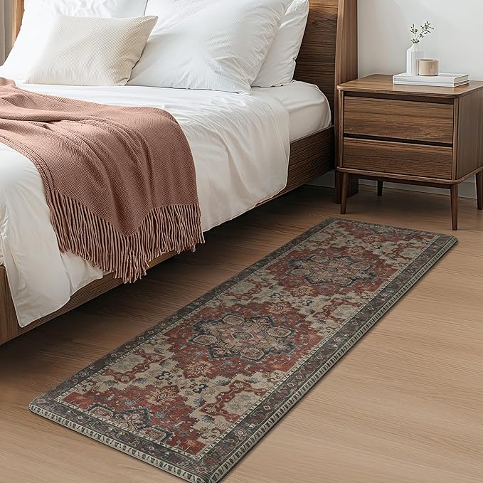 GENIMO Kitchen Mats for Floor, Washable Anti Fatigue Mat for Cushioned, 17.3"x59", Waterproof Kitchen Rugs, Non Slip Foam Comfort Standing Mat Rug for Home, Runner, Sink, Laundry, Bordeaux