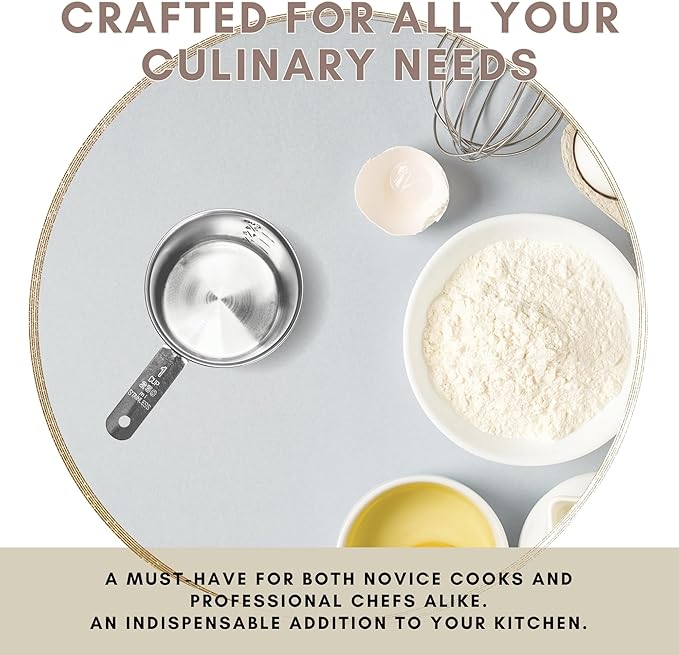 1 Cup Stainless Steel Measuring Cup | Sturdy Metal 250 ml | 240 cc | 8 oz | Single Cup for Wet and Dry Ingredients | Great for use as 1 Cup Dog Food Scoop - 1 PK