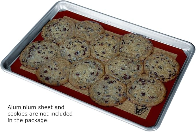 Silicone Baking Mat - Set of 2 Half Sheet (Thick & Large 11 5/8" x 16 1/2") - Non Stick Silicon Liner for Bake Pans & Rolling - Macaron/Pastry/Cookie/Bun/Bread Making - Professional Grade Nonstick