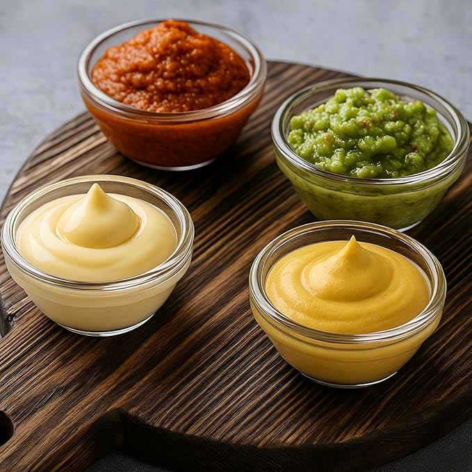6 Pack Mini Glass Prep Bowls - 2.5 oz Small Ramekins for Condiments, Dipping Sauces, Kitchen Organization