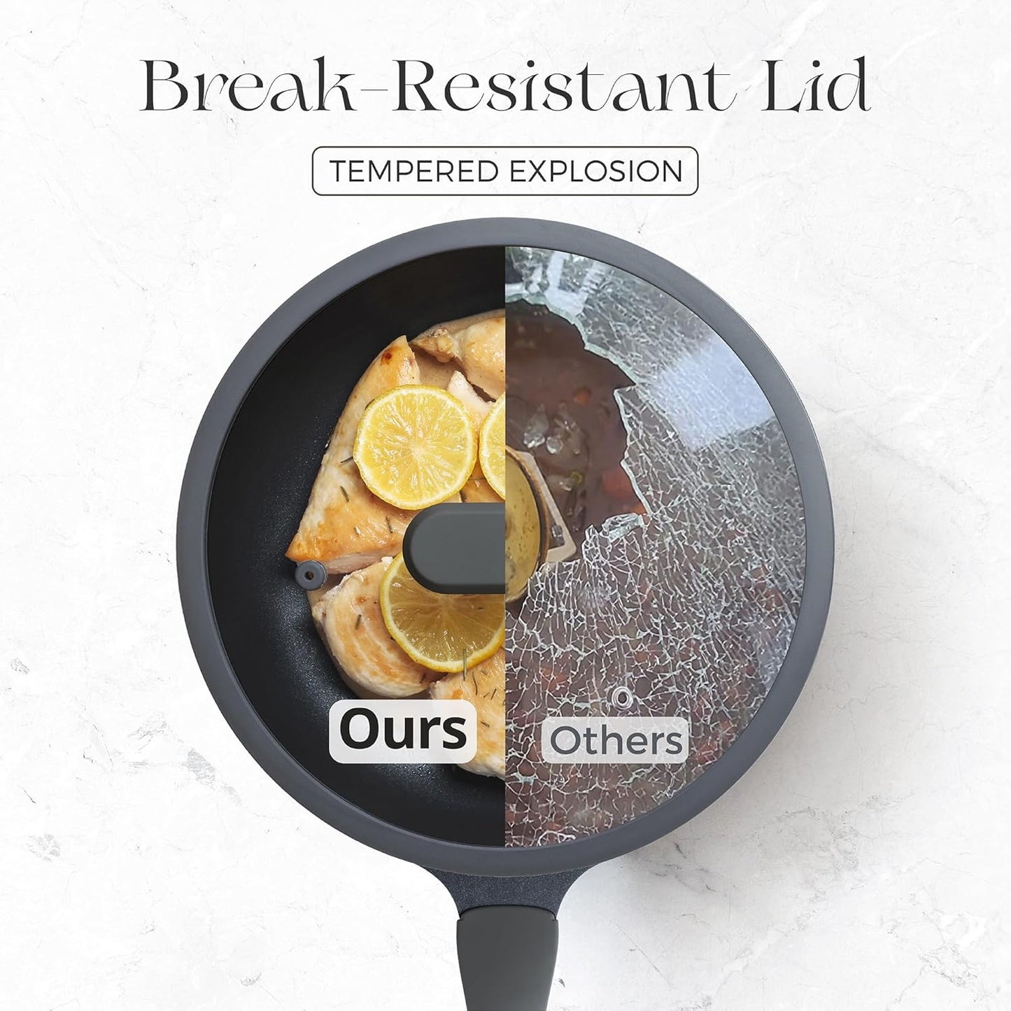 PRICUSIS Nonstick Ceramic Frying Pan with Lid, 8/10 Inch Skillet with Stay Cool Handle, Fully Coated, Induction Compatible & Oven Safe, 100% Dishwasher Safe, PTFE & PFOA Free(10 Inch, Black Sesame)