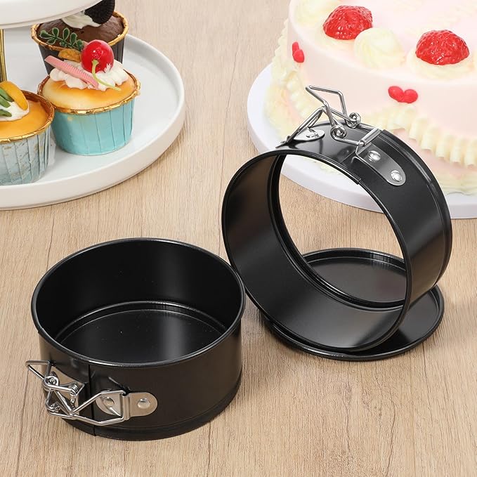 8Pcs Springform Pans Nonstick, 4.7 Inch Stainless Steel Springform Cake Pan with Removable Bottom Round Mini Cheesecake Mold for Cakes, Cheesecakes, Pizzas and Quiches