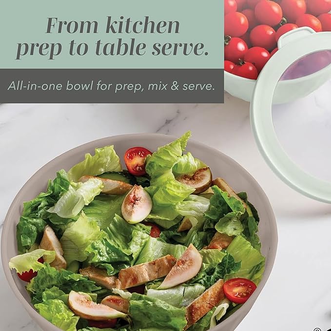 COOK WITH COLOR Mixing Bowls with Lids - 12 Piece Plastic Nesting Bowls Set includes 6 Prep Bowls and 6 Lids, Diamond Design - Microwave Safe, Mint