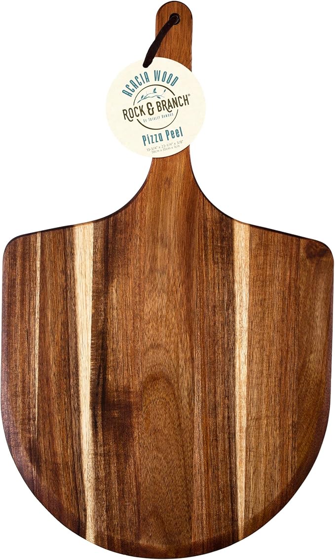 Totally Bamboo Rock & Branch Acacia Wood Pizza Peel, 13.75 Inch Wooden Pizza Paddle with Handle, Great for the Oven and Grill