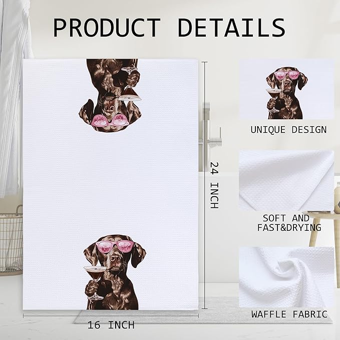 Cabana Bro Funny Chocolate Labrador Retriever Kitchen Towels, Chocolate Lab Gifts Dish Tea Hand Towels for Kitchen Bar Cart Decor, Gifts for Cocktail Lovers, Bar Towel for Bartender, 16x24 Inches