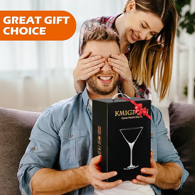 10oz Large Martini Glasses Set of 4,Classic Crystal Cocktail Glasses,Hand Blown Martini Glass for Espresso Martini, Cosmopolitan, Manhattan, Home Bar Gift Set