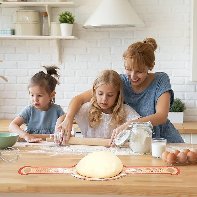 Silicone Sourdough Bread Sling Mat - 2Set Round Dough Baking Slings For Dutch Oven, NonStick High Degree Kitchen Sourbread Making Loaf Pan Lifter Liner, Reusable Cooking Transfer Mats with Long Handle