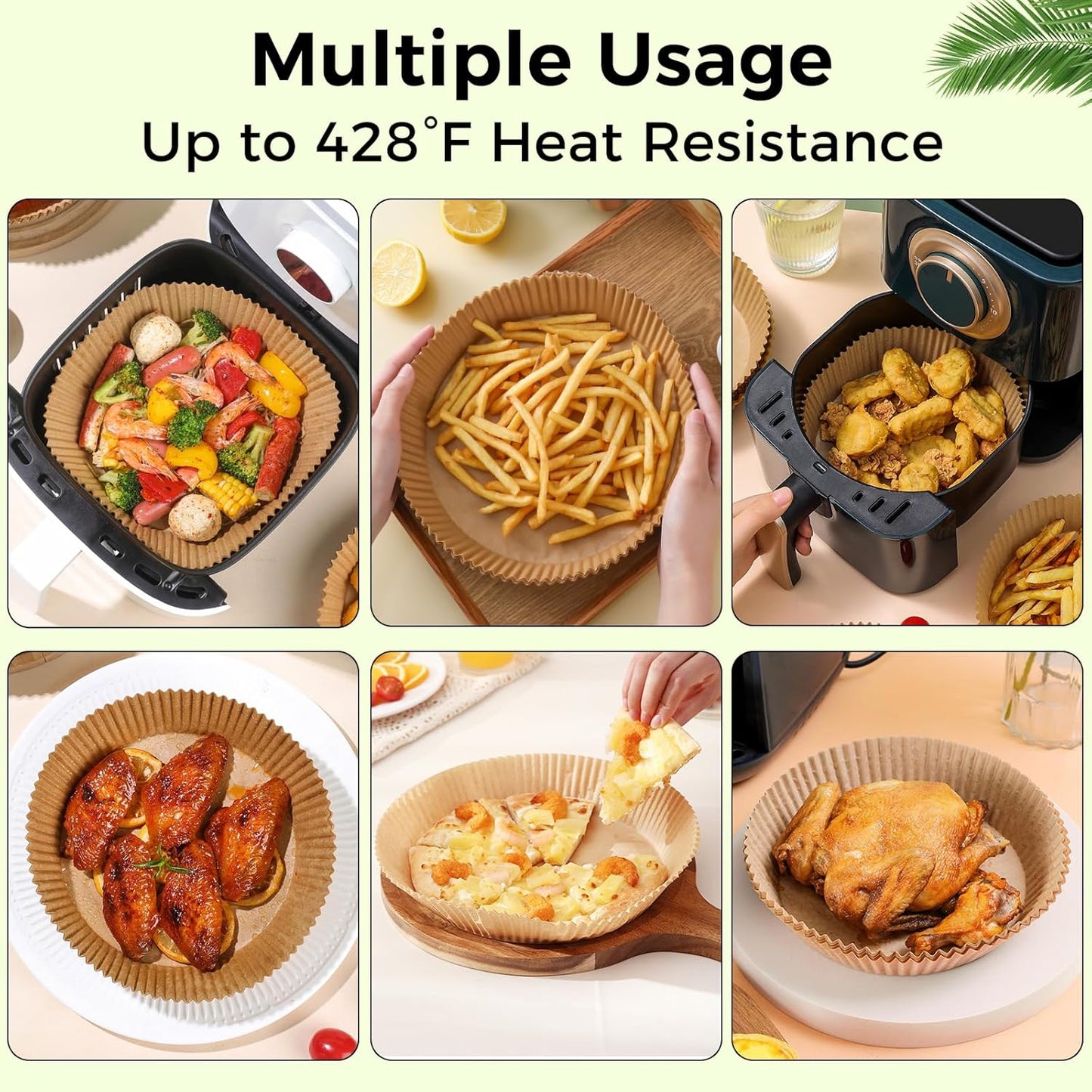 Ctizne Air Fryer Paper Liners Disposable, 200PCS 8inch Airfryer Oven Insert Parchment Paper Sheets Round, Non Stick Food Grade Baking Liner for 5Qt/6Qt/7Qt/8Qt Air Fryer Basket