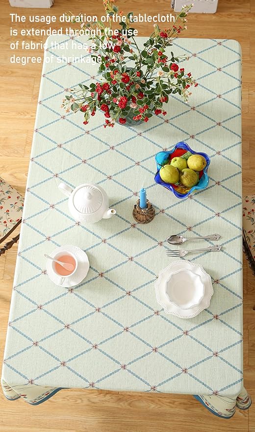 French Tablecloth for Rectangle Tables,Linen Table Cloth with Colorful Flowers and Leaves Pattern,Heavy Durable Soft Table Cover for Dining Thanksgiving Kitchen Party Christmas,67"*118"