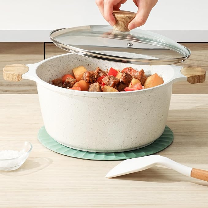 SENSARTE Nonstick Ceramic Cookware Set 23-Piece, Healthy Pots and Pans Set, Non-toxic Kitchen Cooking Set with Stay-Cool Handles, Silicone Utensils and Pot Protectors, PFAS & PFOA Free