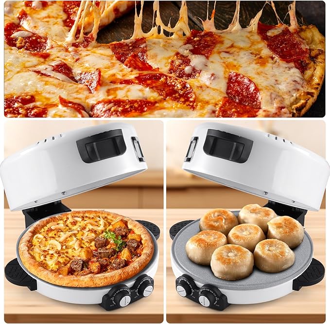 12" Electric Pizza Oven-Countertop Pizza Maker with Timer &Temperatures Control, Perfect for Pizzas/Pancake/Quesadillas/Cookies (12in)