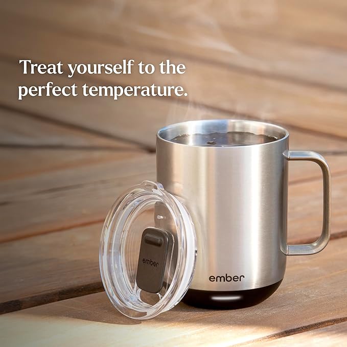 Ember Temperature Control Smart Mug 2, 10 Oz, App-Controlled Heated Coffee Mug with 80 Min Battery Life and Improved Design, Stainless Steel