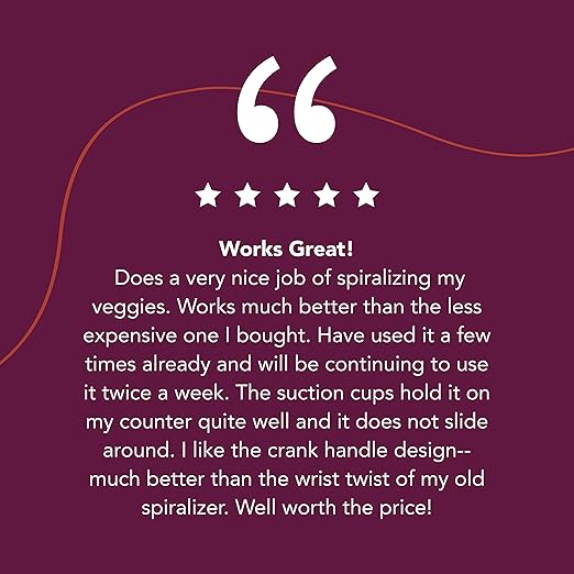 Homarden Stainless Steel Vegetable Spiralizer - 5 Blade Zucchini Noodle Maker - Industrial Quality Vegetable Slicer for Veggies, Salad Chopper, Potato Cutter, Zoodle Maker, 9 x 3.5 x 4.8 Inches