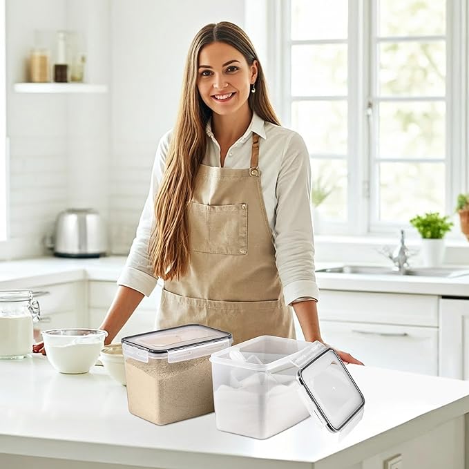 Sorbus Food Storage Containers - Pack of 6 - Air Tight, Four-Way Snap Lids Keeps Food Fresh - Store Cereal, Pasta, Flour, Nuts, Candy - Durable Plastic Kitchen Pantry Bins