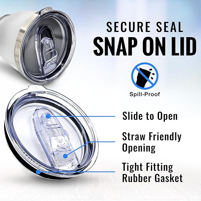 Premium 30 oz Maryland White Tumbler With Slider Lid - Insulated Featuring Map Design - Excellent Souvenir - Keeps Beverages Hot/Cold, Ideal for Coffee, Tea, Travel