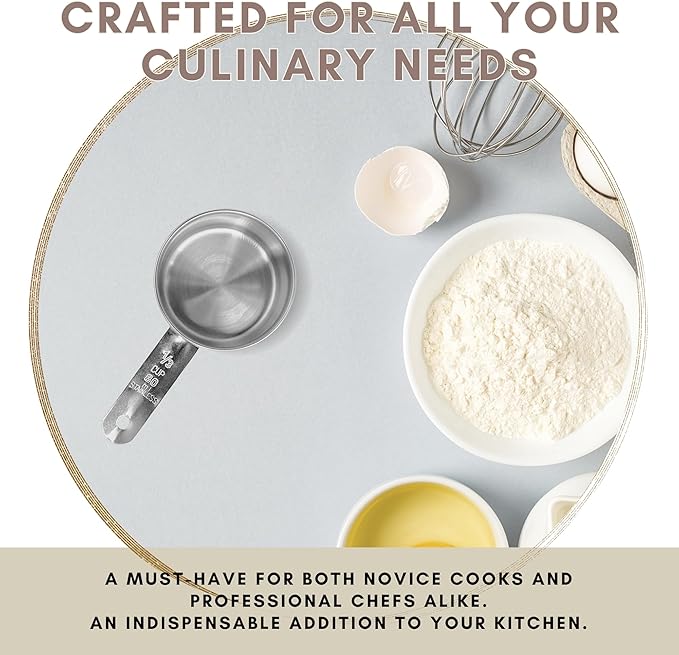 1/3 Cup Stainless Steel Measuring Cup | Sturdy Metal 80 ml | 80 cc | 3 oz | Single Cup for Wet and Dry Ingredients | Great for use as 1/3 Cup Dog Food Scoop - 1 PK