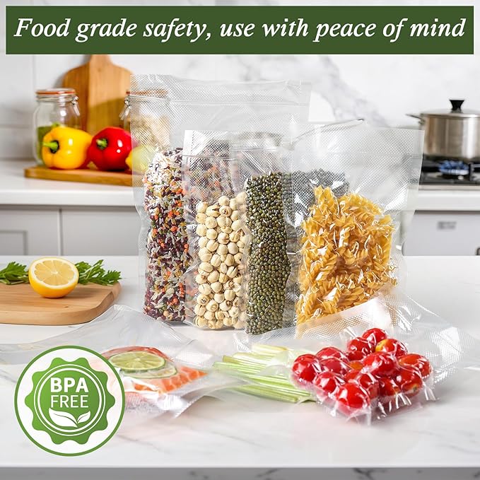 Vacuum Sealer Bags For Food,100 Quart 6" x 10",Commercial Grade BPA Free Bag, Durable Customized Size Food Vac Bags for Storage and Sous Vide Cooking,Puncture Prevention