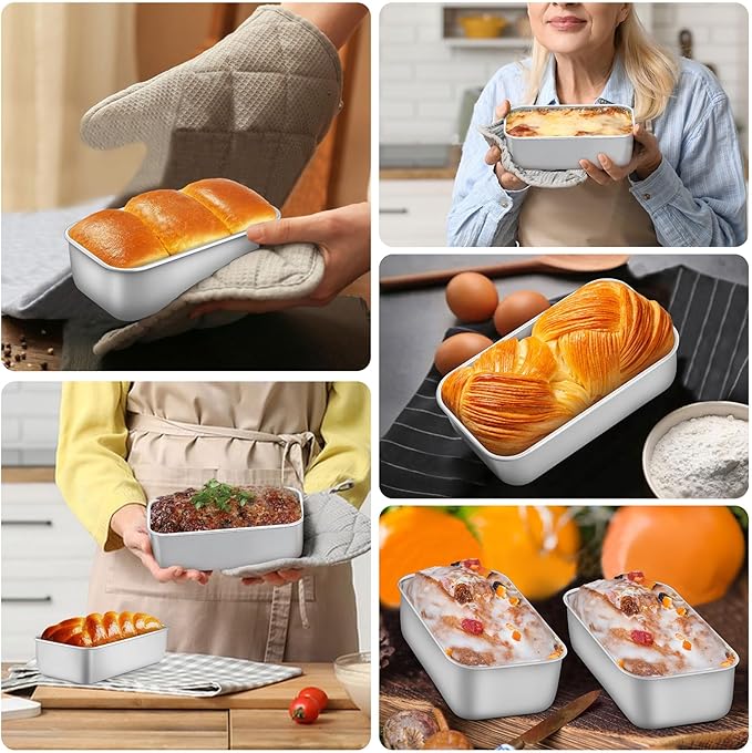 LIANYU Mini Loaf Pan for Baking Bread, 8 Pack 6.3 x 3.5 Inch Stainless Steel Small Bread Loaf Pan for Homemade Meatloaf, Tin Loaf Baking Pan Perfect for Banana Sourdough Sandwich, Dishwasher Safe