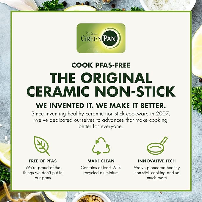 GreenPan Valencia Pro Hard Anodized Healthy Ceramic Nonstick 8" Frying Pan Skillet, PFAS-Free Cookware, Stainless Steel Handle, Induction Suitable, Dishwasher Safe, Oven Safe, Gray