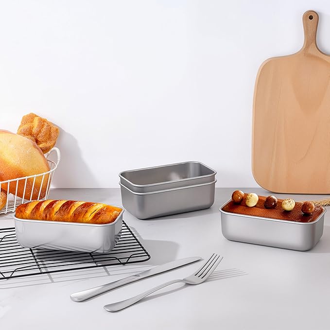 LIANYU 16 Pack Mini Loaf Pan for Baking Bread, 6.3 x 3.5 Inch Stainless Steel Small Bread Tin Loaf Pan for Homemade Meatloaf, Metal Loaf Baking Pan Mold for Banana Sourdough Sandwich, Dishwasher Safe