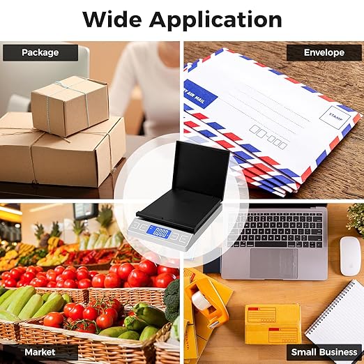 Digital Shipping Postal Scale, Mail Scale with Envelope Flip Holder, 66lb/0.1oz Postage Scale for Package, Small Business, Post Office, Hold&Tare Function, Battery&Type-C Charging Cable - Silver