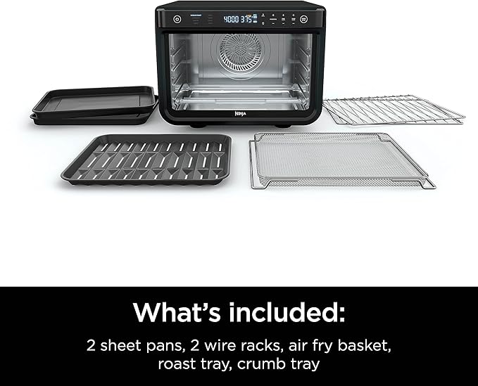 Ninja DT202BK Foodi 8-in-1 XL Pro Air Fry Oven, Large Countertop Convection and Digital Toaster Oven, 1800 Watts, Black, 12 in.