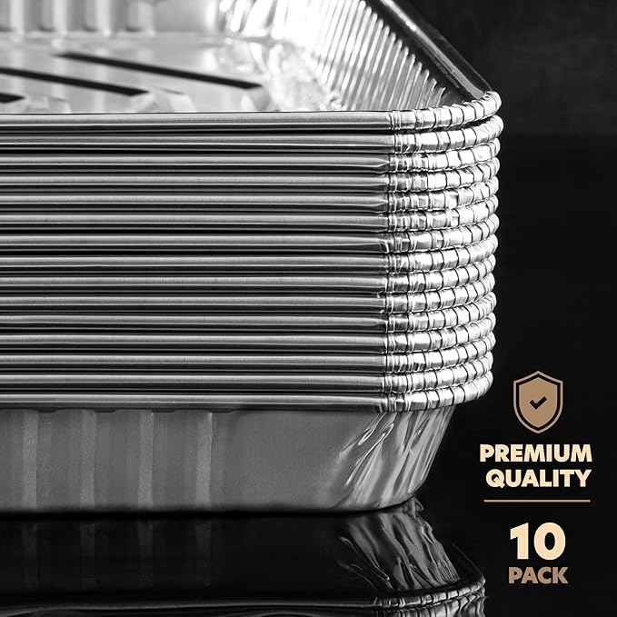 PLASTICPRO Aluminum Pans 10 Pack Disposable Cookie Sheets 9'' x 13'' Baking Pans Premium Quality Heavy Duty Sheet Pans