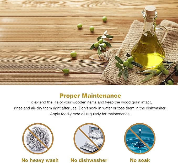 WONDERFUL 4 Pcs Olive Wooden Spoons for Cooking - 13.5 Inch Long, Set with Spatula, Corner Spoon, Slotted Spoon, Spaghetti and Pasta Server with Measurer…