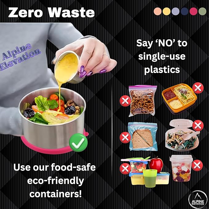 12 Pcs - 6 Stainless Steel Containers + 6 Silicone Lids | 304 Stainless Steel Snack Container | Nesting Snack and Dip Containers | Metal Food Storage