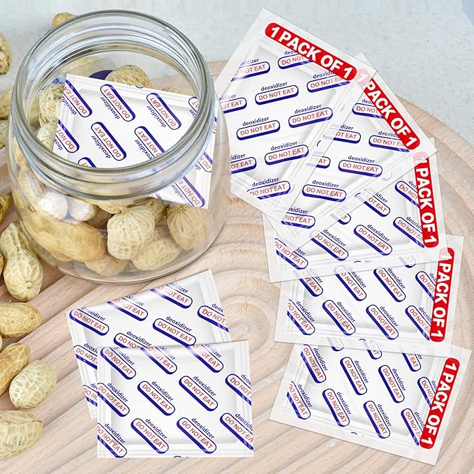 300 cc Oxygen Absorbers For Food Storage Individually Wrapped 100 Pack (1 Pack Of 1) O2 Absorbers Food Grade Oxygen Absorbers for Long Term Food Storage