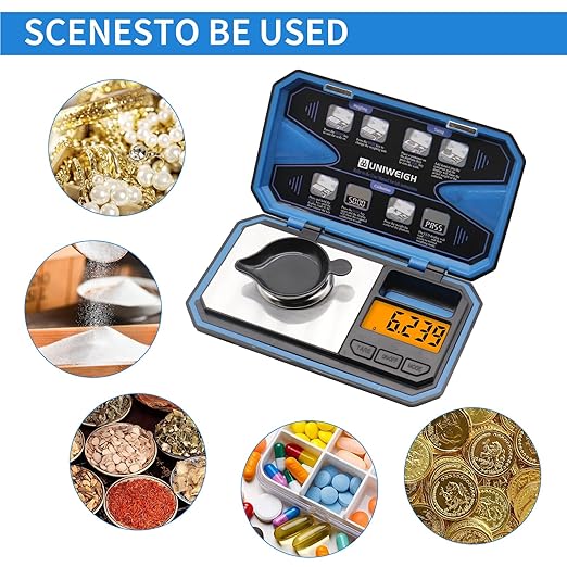 Digital Pocket Scales 50g/0.01g,Digital Gram Scales,Mini Food Scale with Calibration Weight for Food,Powder,Coffee,Coins,Small Items,Jewellry Scale (Battery Included)-Blue