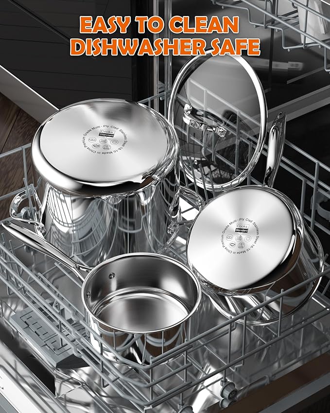 Cooks Standard Stainless Steel Saucepan with Lid, Multi-Ply Clad Sauce Pot 3-Quart, Silver