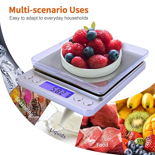 Gram Scale,Capacity 500g Accuracy 0.01g Mini Food Scales Digital Weight Grams and Oz,Small Kitchen High Precision for Espresso,Baking,Jewelry,Soap Making,Silver