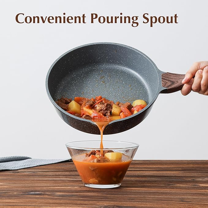 SENSARTE Nonstick Cookware Set 16-Piece, Healthy Pots and Pans Set, Non-stick Kitchen Cooking Set with Stay-Cool Handles, Silicone Utensils and Pot Protectors, PFOA Free