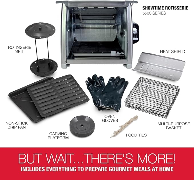 Ronco Modern Rotisserie Oven, Large Capacity (12lbs) Countertop Oven, Multi-Purpose Basket for Versatile Cooking, Easy-to-Use Controls