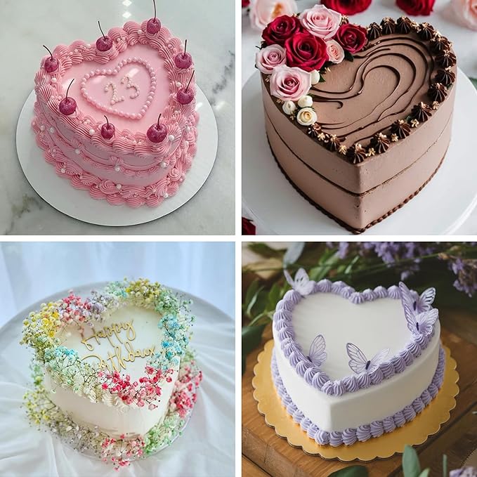 HUAKENER 8 Inch Heart Cake Pan, Set of 2 Heart Shaped Cake Pans with 60 Pieces Parchment Paper, Non-stick Cake Baking Pans for Kitchen Birthday Wedding