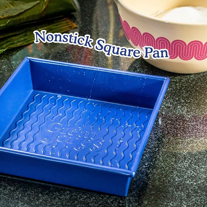 Great Jones Square One (Broccoli) | Nonstick 9.5x9.5-Inch Square Baking Pan | Signature Corrugated Bottom | Chemical-Free Nonstick Coating | Oven-Safe & Dishwasher-Friendly
