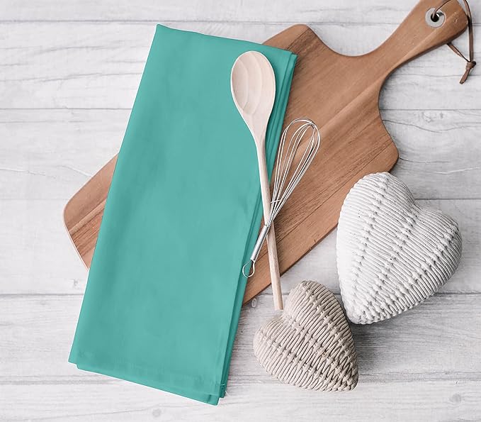 RUVANTI Flour Sack Towels 12 Pack 28 x 28 Inches, Ring Spun 100% Cotton Dish Towel, Machine Washable, Absorbent - Flour Sack Kitchen Towels for Drying and Cleaning - Turquoise