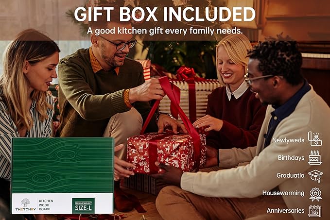 Walnut Cutting Boards For Kitchen, Wooden End Grain Cutting Board with Handle, Dark Walnut Chopping Board Double Sided Charcuterie Boards For Meat, Vegetables, Fruits, Cheese, 17”X13” X1”