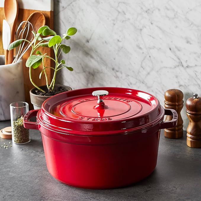 Staub Cast Iron 7-qt Round Cocotte - Cherry, Made in France