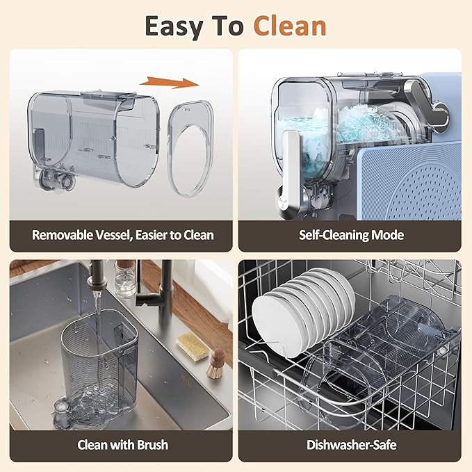 Slushie Machine, WIZAURA Slushy for Home No Ice Need, Professional Ice Cream Maker & Margarita Machine, Auto-Cleaning. 6 Presets for Milkshakes, Frappés, Frozen Drink and More, Blue, 1 Insulated Cup