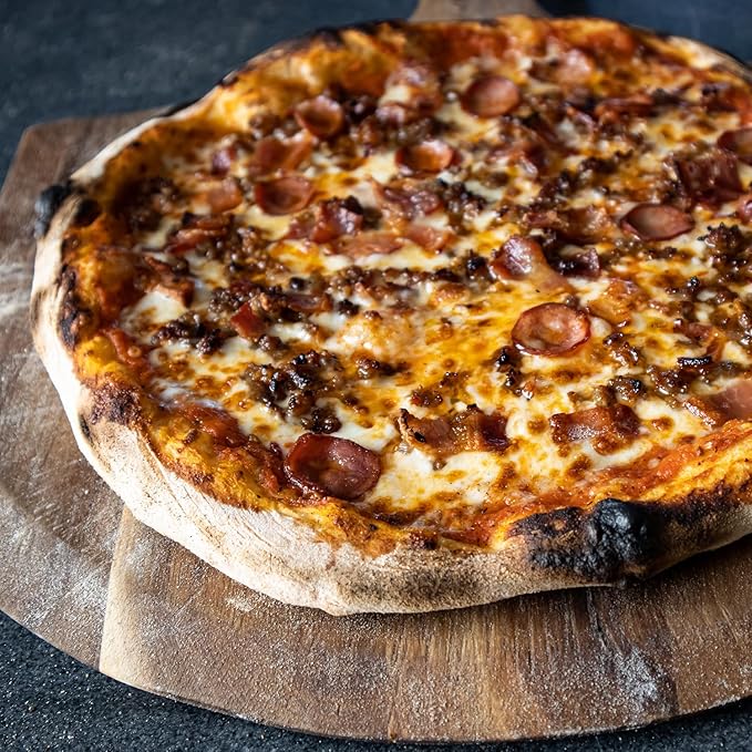 16 Inch Acacia Wooden Pizza Peel - Lightweight and Sturdy, Perfect for Homemade Pizza, Bread, and Pastries (Natural Wood Grain)