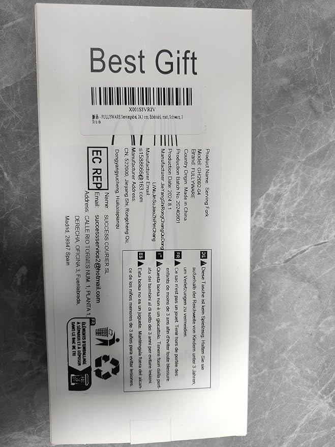 Matte Black Serving Fork, 9.5-inch Stainless Steel Large Serving Fork, Heavy Duty, Satin Finish, Set of 3