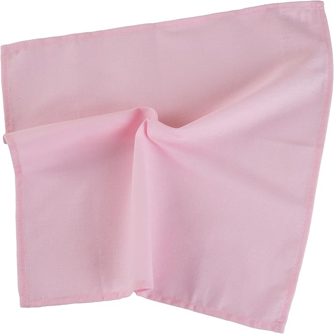 Pink Polyester Linen Blended Thin Dinner Cloth Napkins - Set of 12 (40 x 40 cm) - for Wedding Parties Events & Home Use (Pink)