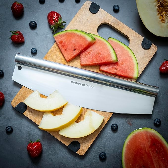 13.8 Inch Pizza Cutter Rocker Blade - Easy Slicing - Premium Finish Pizza Slicer with Time Saving Pizza Cutter Rocker Design