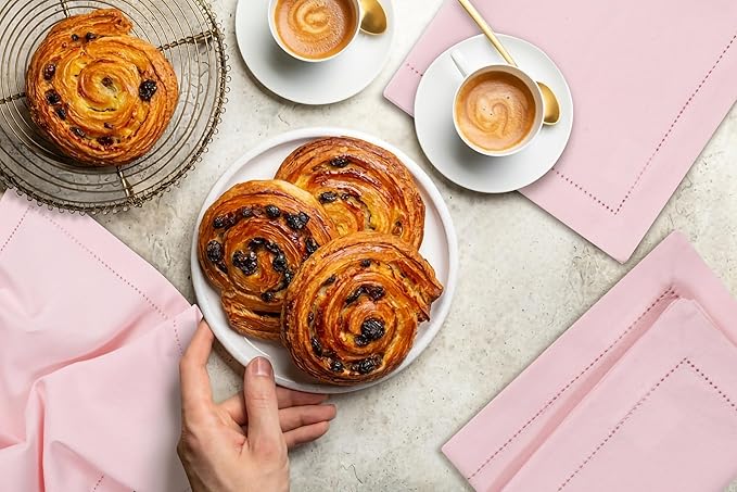 Bedding Craft Cotton Cloth Dinner Napkins Set of 12 – 18x18 Chalk Pink Hemstitched – Reusable Machine Washable Fabric Napkins for Weddings, Easter, Thanksgiving & Christmas