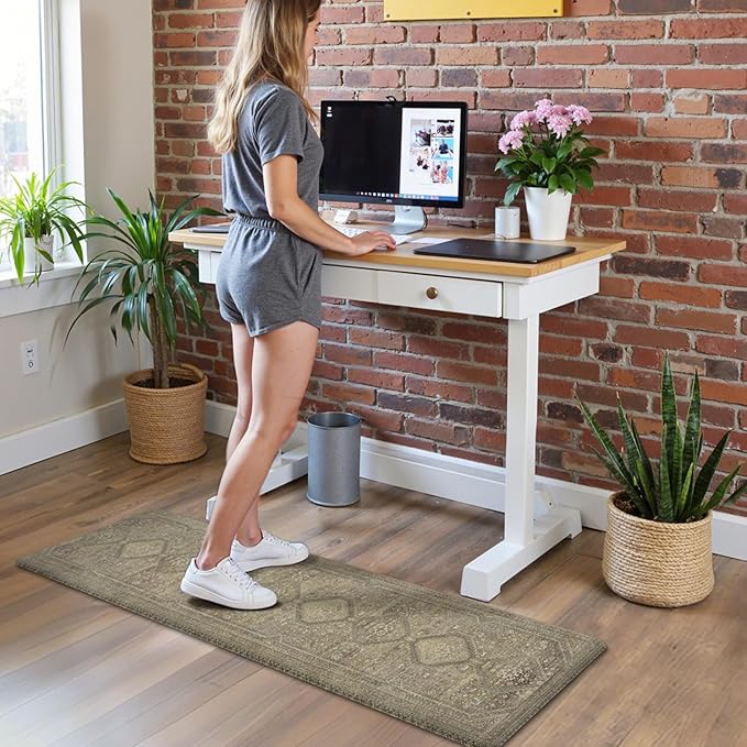 GENIMO Kitchen Mats for Floor, Washable Anti Fatigue Mat for Cushioned, 17.3"x59", Waterproof Kitchen Rugs, Non Slip Foam Comfort Standing Mat Rug for Home, Runner, Sink, Laundry, Sage